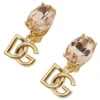 ( New Season ) Dolce & Gabbana DG Logo Drop Clip-On Earrings - Pink