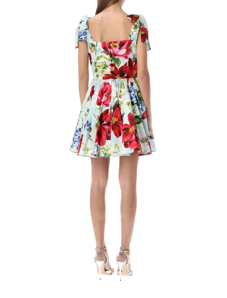 ( New Season ) Dolce & Gabbana Floral Printed Square Neck Mini Dress - Multi 2 ( New Season ) Dolce & Gabbana Floral Printed Square Neck Mini Dress - Multi - Image 2