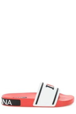 ( New Season ) Dolce & Gabbana Logo Slide Sandals - Multi