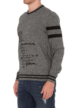 Dolce & Gabbana Logo Embroidered Sweater - Grey -Cheap Vestureo Store 946628c2effab4c04f1127fddc970b8f