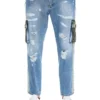 ( New Season ) Dolce & Gabbana Loose Fit Rips Cargo Jeans - Blue