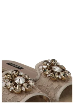 ( New Season ) Dolce & Gabbana Embellished Slip-On Sandals - Beige -Cheap Vestureo Store 94e5b3873cacf99f6a5b46aa1098d850