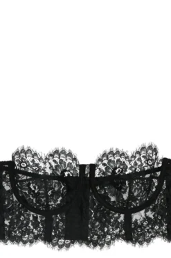 ( New Season ) Dolce & Gabbana Floral Lace Cropped Bralette - Black