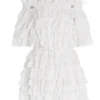 ( New Season ) Dolce & Gabbana Off-Shoulder Lodo Plaque Dress - White