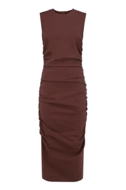 ( New Season ) Dolce & Gabbana Ruffled Sleeveless Dress - Brown
