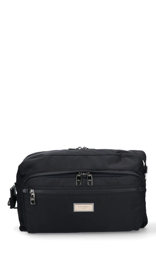 ( New Season ) Dolce & Gabbana Logo Plaque Messenger Bag - Black 1 ( New Season ) Dolce & Gabbana Logo Plaque Messenger Bag - Black