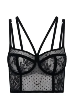 ( New Season ) Dolce & Gabbana Tulle Underwire Cup Corset - Black