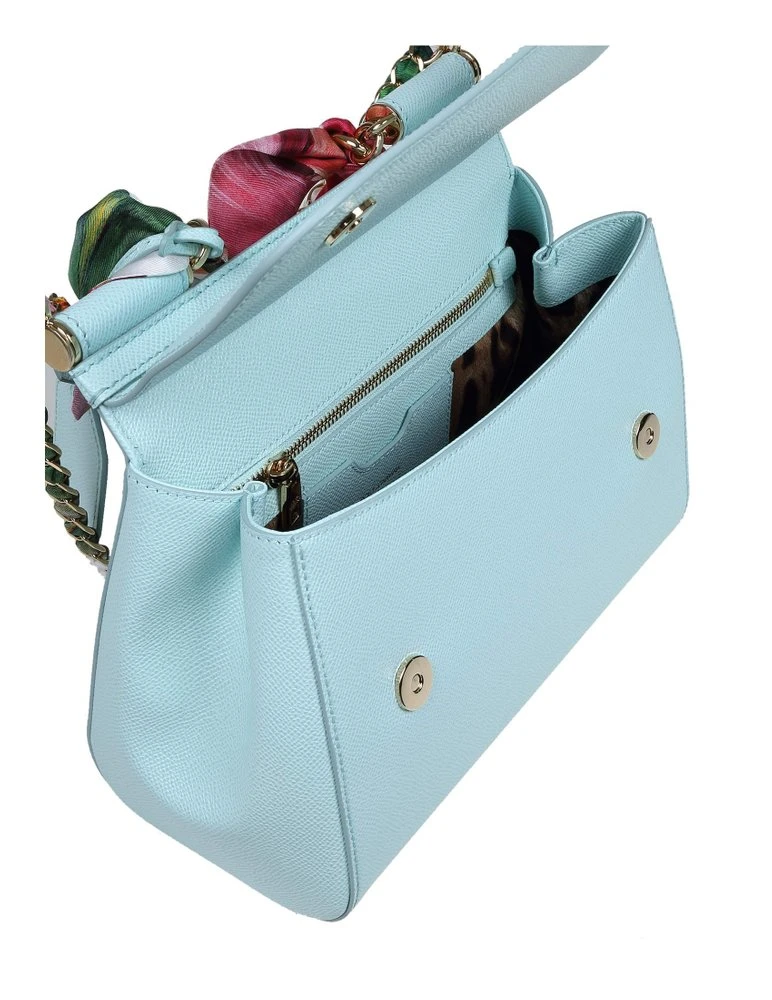 ( New Season ) Dolce & Gabbana Scarf Embellished Medium Sicily Bag - Blue 4 ( New Season ) Dolce & Gabbana Scarf Embellished Medium Sicily Bag - Blue - Image 4