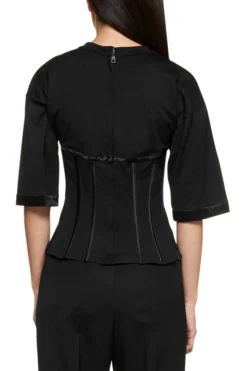 Dolce & Gabbana Satin Bustier Detailed Jersey T-Shirt - Black -Cheap Vestureo Store 97750d9c4ee22057a288750a84b67e09