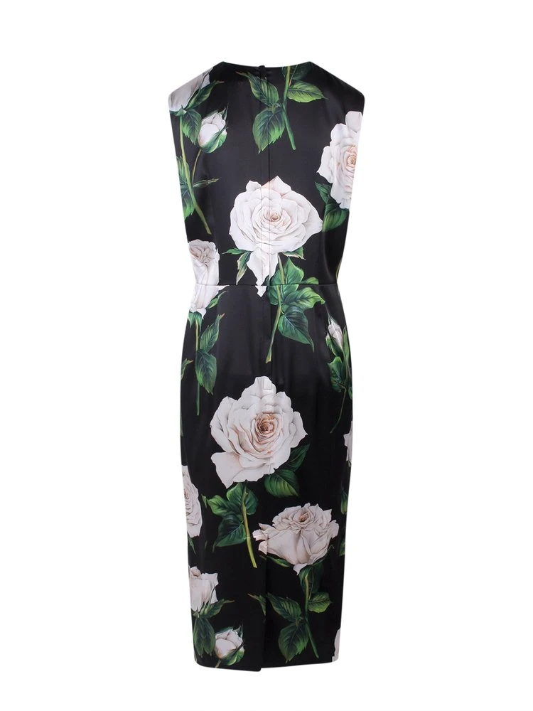 ( New Season ) Dolce & Gabbana Floral Printed Sleeveless Dress - Black 2 ( New Season ) Dolce & Gabbana Floral Printed Sleeveless Dress - Black - Image 2
