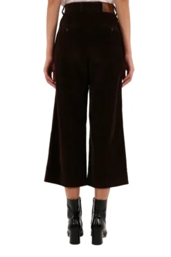 Dolce & Gabbana Corduroy Wide-Leg Cropped Pants - Brown -Cheap Vestureo Store 9798805249bc490b355bae24d7cb436e
