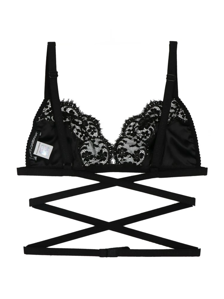 ( New Season ) Dolce & Gabbana Floral Lace Detailed Bra - Black 2 ( New Season ) Dolce & Gabbana Floral Lace Detailed Bra - Black - Image 2