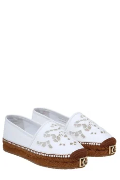 ( New Season ) Dolce & Gabbana Logo Embroidered Espadrillas - White -Cheap Vestureo Store 97ca122b79b7a3c9793054685c6d0486