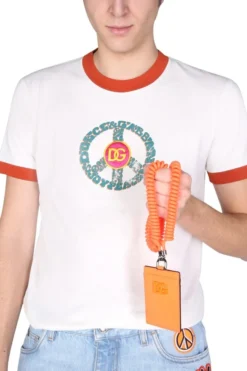 ( New Season ) Dolce & Gabbana Logo Printed Crewneck T-Shirt - White -Cheap Vestureo Store 98aa9c74e2488338053b271d88e003b3