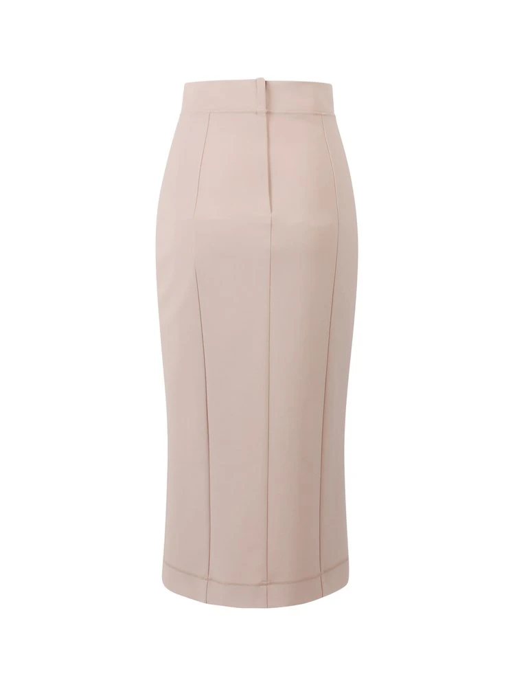 ( New Season ) Dolce & Gabbana High-Rise Midi Pencil Skirt - Beige 2 ( New Season ) Dolce & Gabbana High-Rise Midi Pencil Skirt - Beige - Image 2