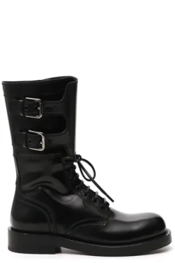 Dolce & Gabbana Buckle-Detailed Combat Boots - Black