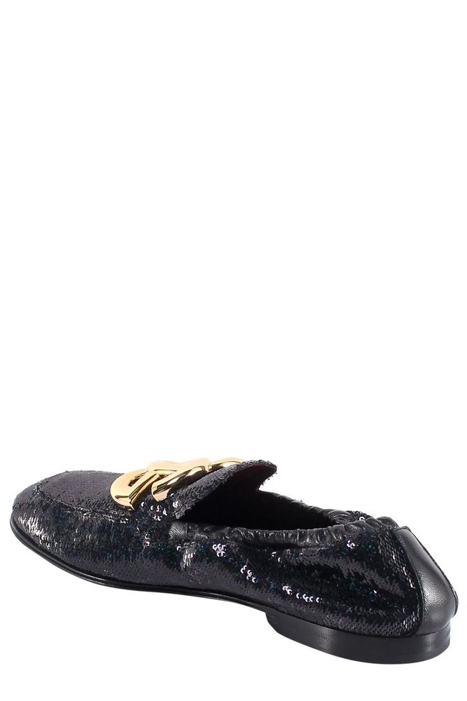 ( New Season ) Dolce & Gabbana DG Logo Sequin Embellished Slippers - Black 3 ( New Season ) Dolce & Gabbana DG Logo Sequin Embellished Slippers - Black - Image 3