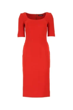 Dolce & Gabbana Scoop Neck Midi Dress - Red
