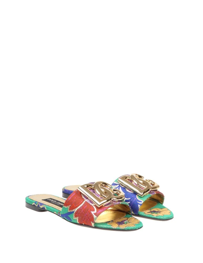 ( New Season ) Dolce & Gabbana Logo Plaque Open-Toe Slides - Multi 3 ( New Season ) Dolce & Gabbana Logo Plaque Open-Toe Slides - Multi - Image 3