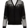( New Season ) Dolce & Gabbana V-Neck Lace Cardigan - Black