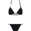 ( New Season ) Dolce & Gabbana DG Plaque Triangle Bikini Set - Black