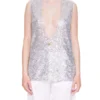 ( New Season ) Dolce & Gabbana Glitter V-Neck Sleeveless Top - Multi