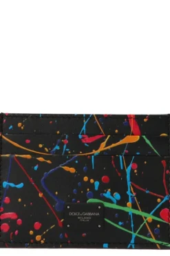 ( New Season ) Dolce & Gabbana Logo Patch Painted Cardholder - Multi