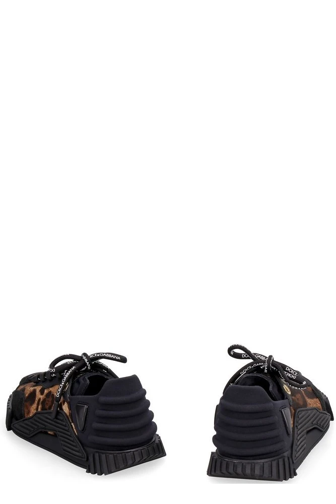 ( New Season ) Dolce & Gabbana Leopard Panel Lace-Up Sneakers - Multi 3 ( New Season ) Dolce & Gabbana Leopard Panel Lace-Up Sneakers - Multi - Image 3