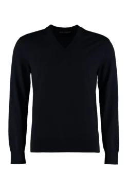 Dolce & Gabbana V-Neck Knitted Sweater - Blue