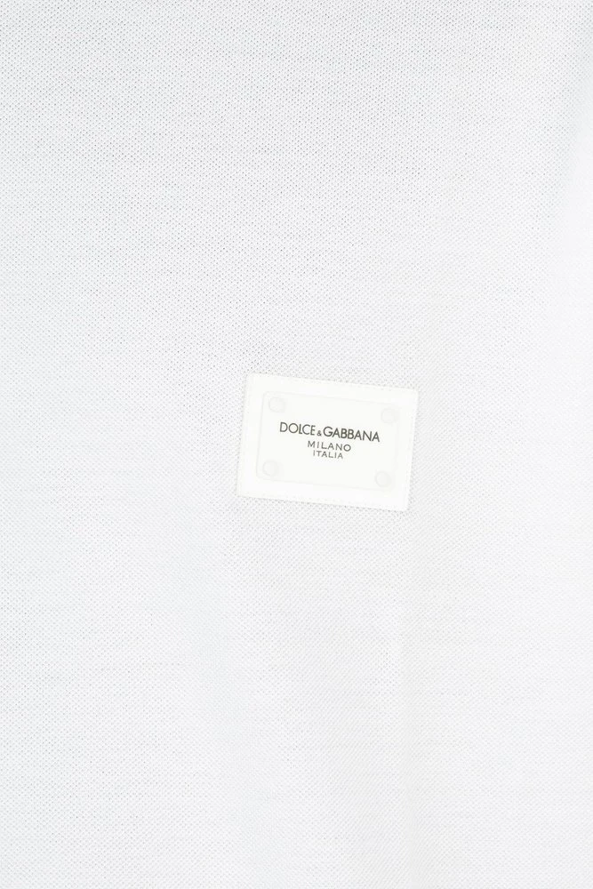 Dolce & Gabbana Logo Plaque Polo Shirt - White 3 Dolce & Gabbana Logo Plaque Polo Shirt - White - Image 3