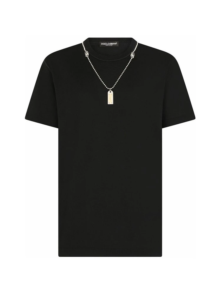 ( New Season ) Dolce & Gabbana Necklace Printed T-Shirt - Black 1 ( New Season ) Dolce & Gabbana Necklace Printed T-Shirt - Black