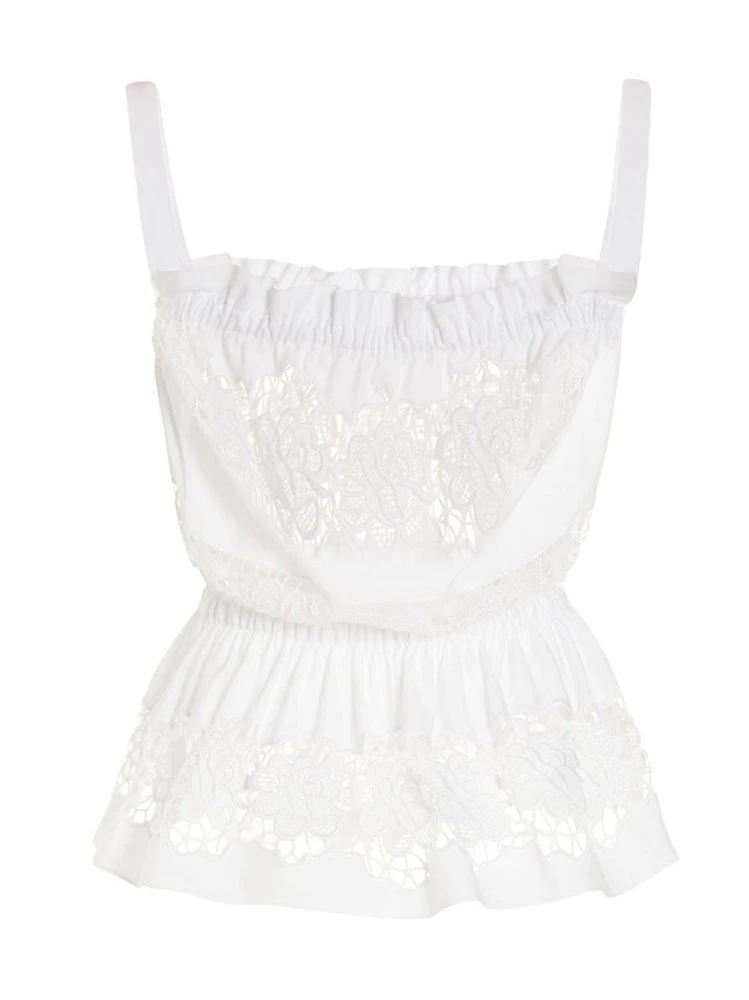( New Season ) Dolce & Gabbana Openwork Embroidery Poplin Top - White 2 ( New Season ) Dolce & Gabbana Openwork Embroidery Poplin Top - White - Image 2