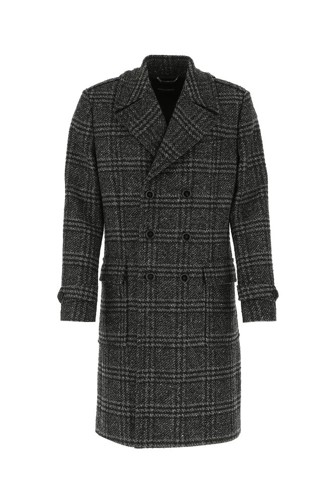 Dolce & Gabbana Double-Breasted Checked Coat - Grey 1 Dolce & Gabbana Double-Breasted Checked Coat - Grey
