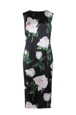 ( New Season ) Dolce & Gabbana Floral Printed Sleeveless Dress - Black