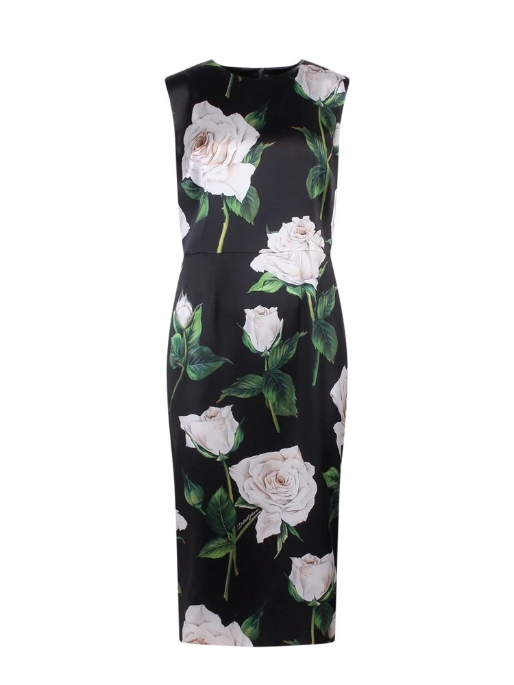 ( New Season ) Dolce & Gabbana Floral Printed Sleeveless Dress - Black 1 ( New Season ) Dolce & Gabbana Floral Printed Sleeveless Dress - Black