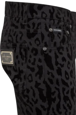 Dolce & Gabbana Leopard Printed Slim Fit Denim Jeans - Black -Cheap Vestureo Store 9ea12f0f71373214d8e7c0a3d1b73d3e
