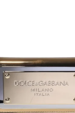 ( New Season ) Dolce & Gabbana Branded Plate Crossbody Bag - Gold
