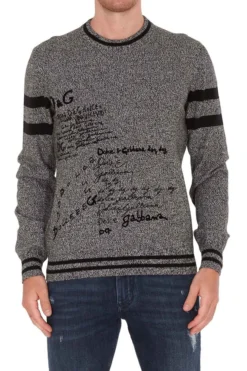 Dolce & Gabbana Logo Embroidered Sweater - Grey -Cheap Vestureo Store a0bad682e3045027405213b98fe2230c