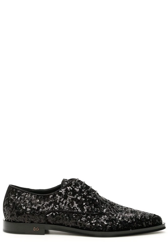 Dolce & Gabbana Sequinned Lace-Up Shoes - Black 1 Dolce & Gabbana Sequinned Lace-Up Shoes - Black