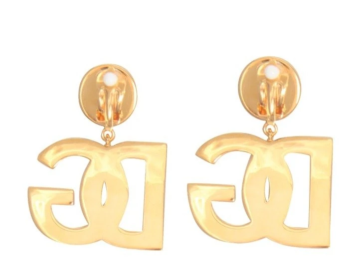 Dolce & Gabbana DG Logo Clip-On Earrings - Gold 2 Dolce & Gabbana DG Logo Clip-On Earrings - Gold - Image 2