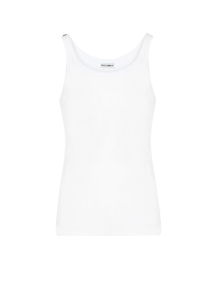 ( New Season ) Dolce & Gabbana Scoop Neck Tank Top - White 1 ( New Season ) Dolce & Gabbana Scoop Neck Tank Top - White