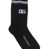( New Season ) Dolce & Gabbana Logo Intarsia Socks - Black