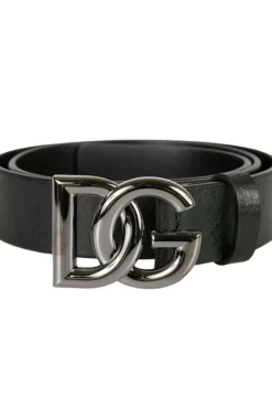 Dolce & Gabbana Logo Plaque Buckle Belt - Black
