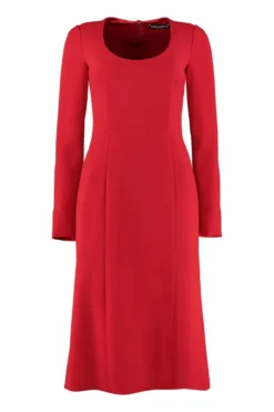 Dolce & Gabbana Scoop Neck Midi Dress - Red