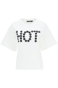 ( New Season ) Dolce & Gabbana Embellished Crewneck T-Shirt - White