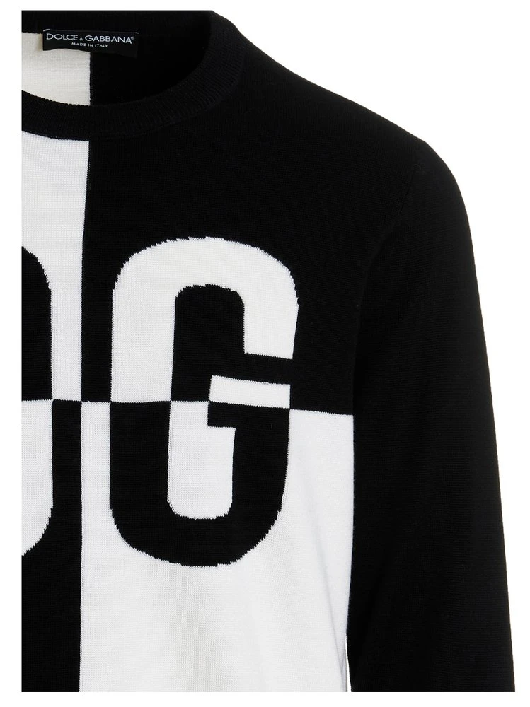 Dolce & Gabbana Logo Intarsia Two-Tone Jumper - Multi 3 Dolce & Gabbana Logo Intarsia Two-Tone Jumper - Multi - Image 3