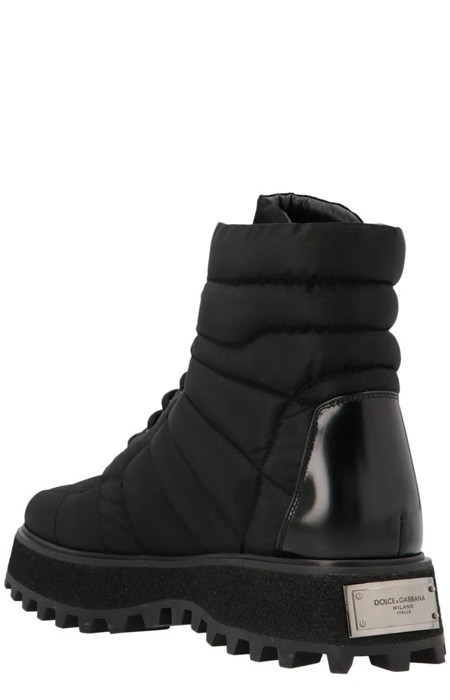 Dolce & Gabbana Quilted Lace-Up Ankle Boots - Black 2 Dolce & Gabbana Quilted Lace-Up Ankle Boots - Black - Image 2
