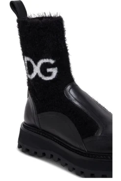Dolce & Gabbana Logo Intarsia Ankle Boots - Black -Cheap Vestureo Store a793ca8c9f487637a9f581cc0c1abb88