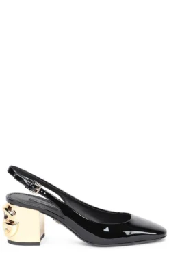 Dolce & Gabbana DG Block Heel Slingback Pumps - Black