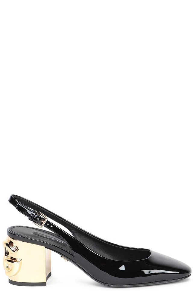 Dolce & Gabbana DG Block Heel Slingback Pumps - Black 1 Dolce & Gabbana DG Block Heel Slingback Pumps - Black